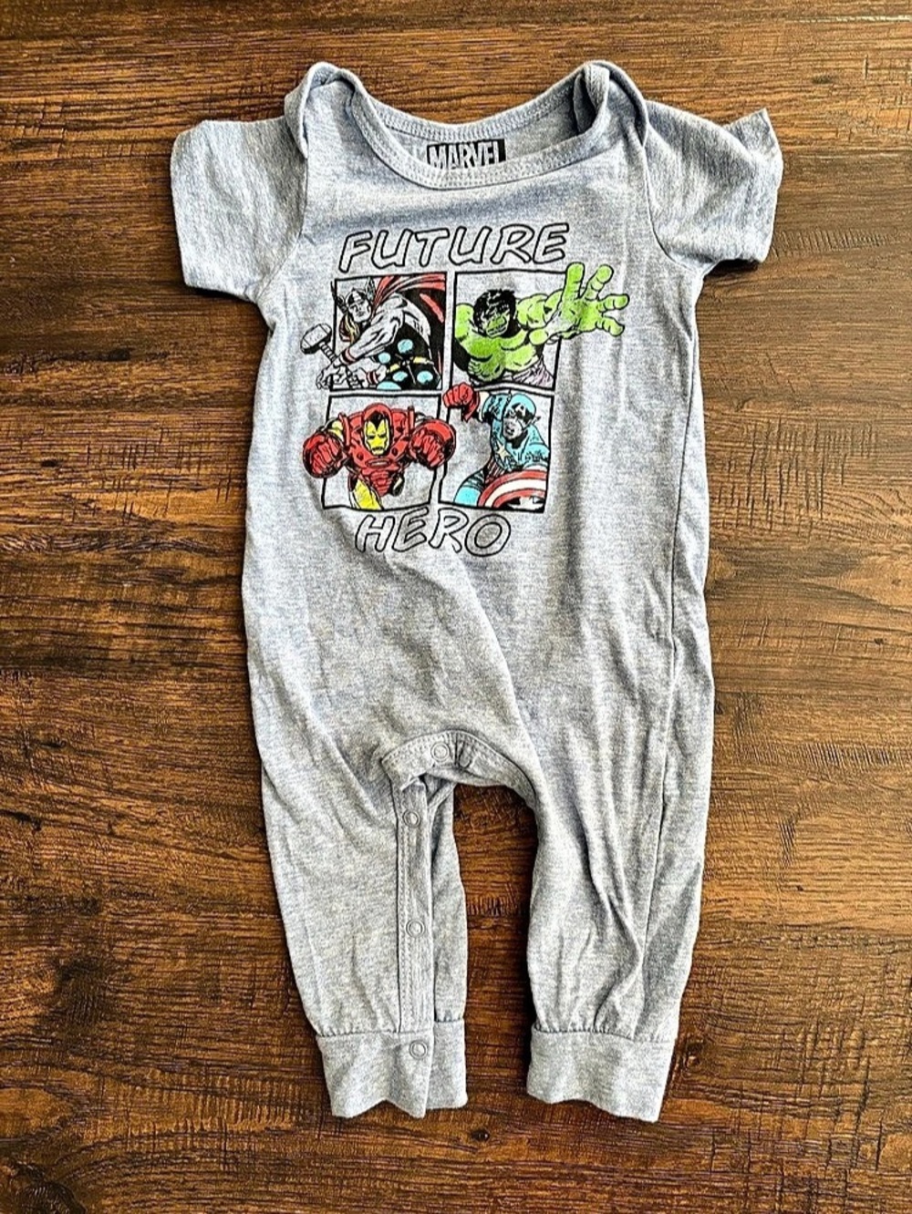 Marvel Gray footie 6-9M